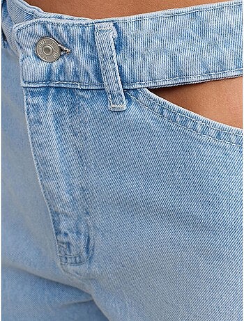 DILVIN Short Mom En Denim De Coton À Taille Haute Et Découpe