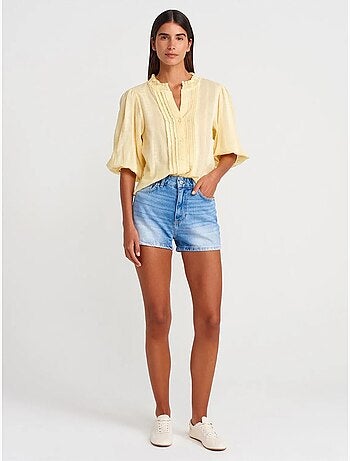 DILVIN Short Mom En Denim De Coton, Taille Haute