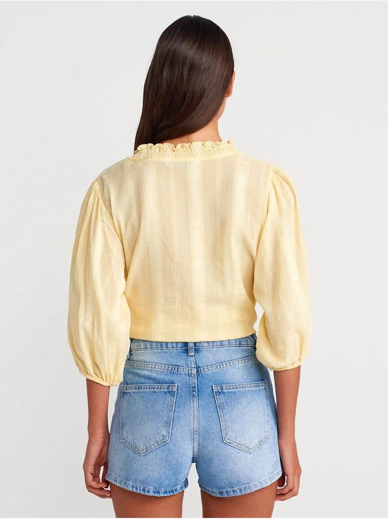 DILVIN Short Mom En Denim De Coton, Taille Haute Bleu roi - Kiabi