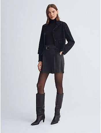 DILVIN Short Tailleur À Taille Haute Et Ceinture