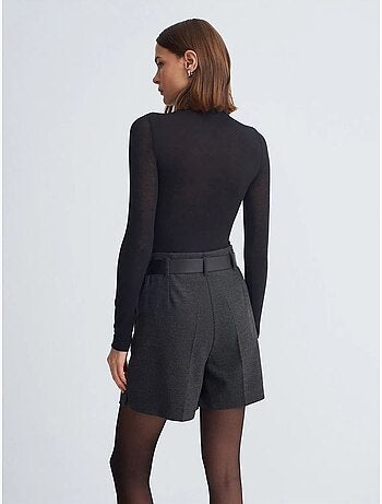 DILVIN Short Tailleur À Taille Haute Et Ceinture