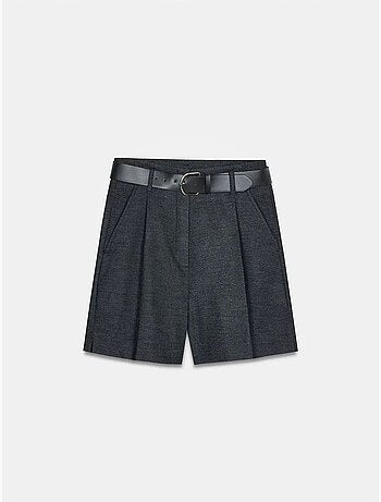 DILVIN Short Tailleur À Taille Haute Et Ceinture