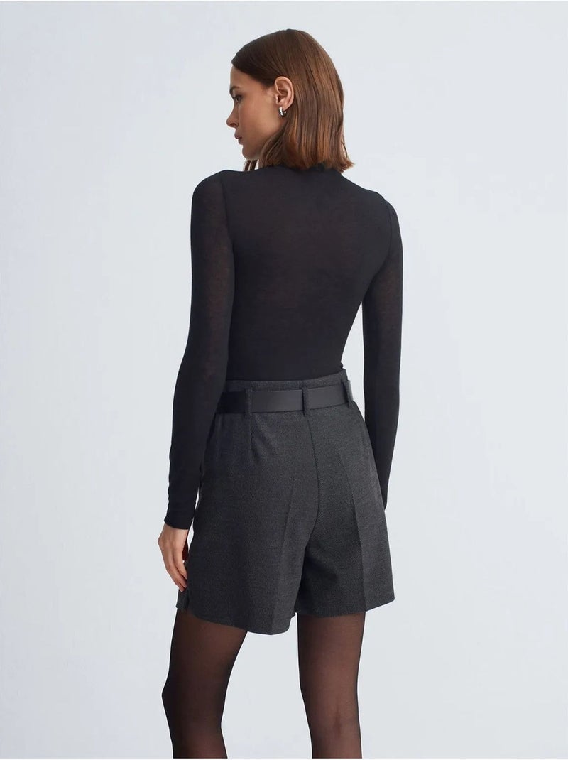 DILVIN Short Tailleur À Taille Haute Et Ceinture gris anthracite - Kiabi