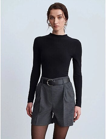 DILVIN Short Tailleur À Taille Haute Et Ceinture