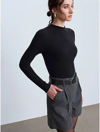 DILVIN Short Tailleur À Taille Haute Et Ceinture