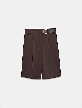DILVIN Short Tailleur À Taille Haute Et Ceinture