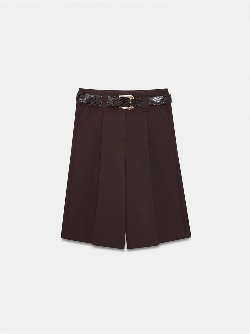 DILVIN Short Tailleur À Taille Haute Et Ceinture Marron chocolat - Kiabi