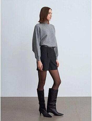 DILVIN Short Tailleur À Taille Haute Et Ceinture