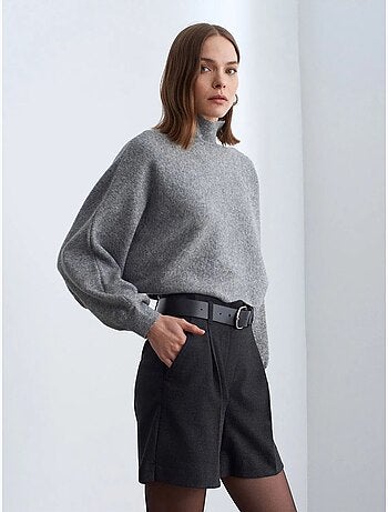 DILVIN Short Tailleur À Taille Haute Et Ceinture