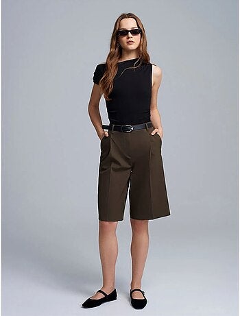 DILVIN Short Tailleur À Taille Haute Et Jambe Large