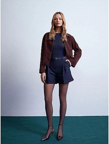 DILVIN Short Tailleur En Crêpe À Taille Haute Et Ceinture