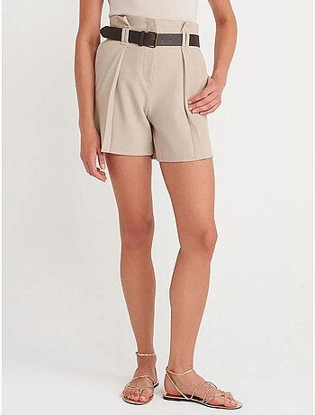 DILVIN Short Tailleur En Crêpe Avec Ceinture