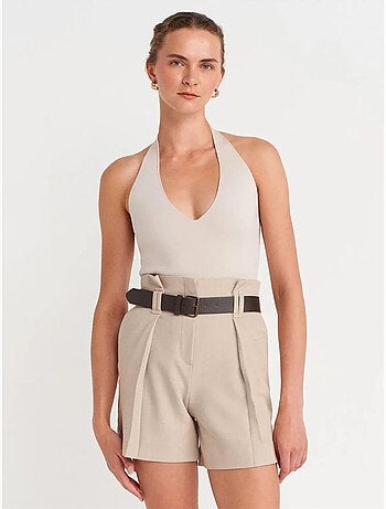 DILVIN Short Tailleur En Crêpe Avec Ceinture