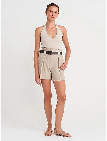 DILVIN Short Tailleur En Crêpe Avec Ceinture