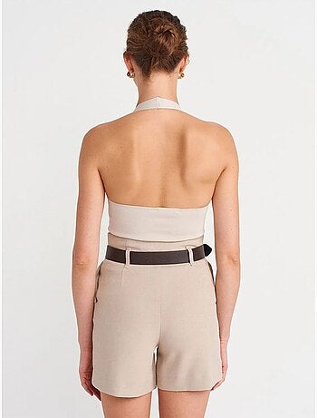 DILVIN Short Tailleur En Crêpe Avec Ceinture