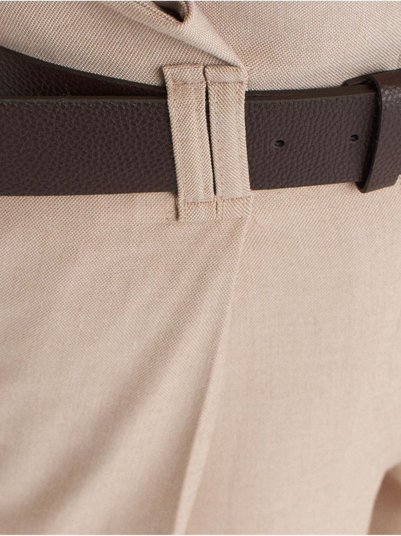 DILVIN Short Tailleur En Crêpe Avec Ceinture Beige - Kiabi