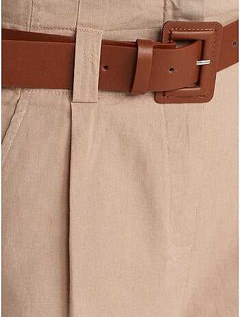 DILVIN Short Tailleur En Mélange De Lin À Taille Haute Et Ceinture