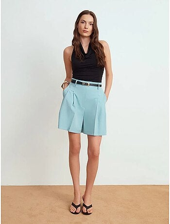 DILVIN Short Tailleur Taille Haute À Jambe Large