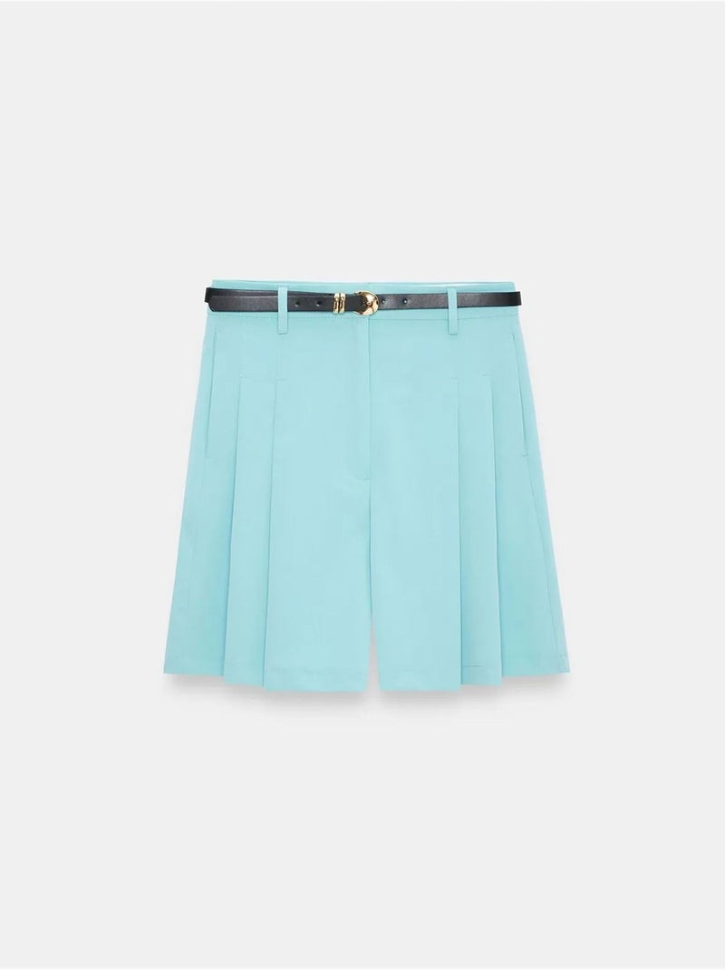 DILVIN Short Tailleur Taille Haute À Jambe Large Bleu ciel - Kiabi