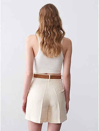 DILVIN Short Tailleur Taille Haute À Jambe Large