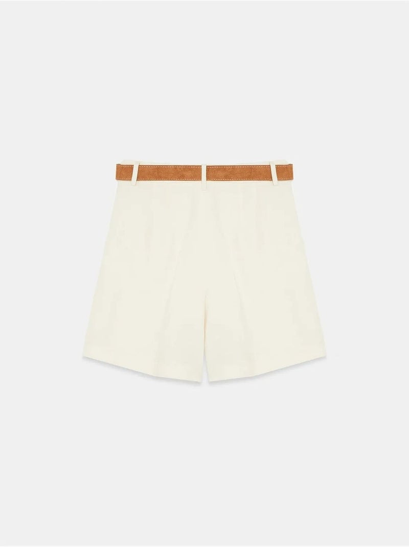 DILVIN Short Tailleur Taille Haute À Jambe Large Crème - Kiabi