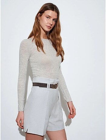 DILVIN Short Tailleur Taille Haute Avec Ceinture