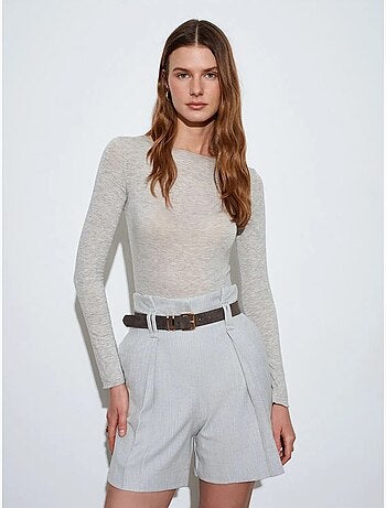 DILVIN Short Tailleur Taille Haute Avec Ceinture