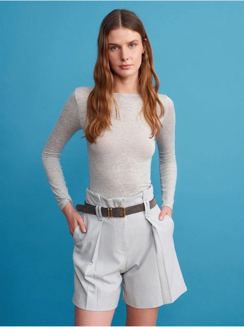 DILVIN Short Tailleur Taille Haute Avec Ceinture - Kiabi