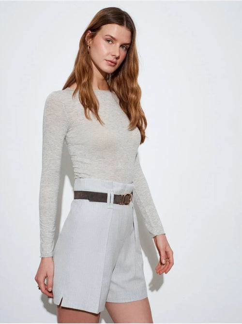 DILVIN Short Tailleur Taille Haute Avec Ceinture - Kiabi