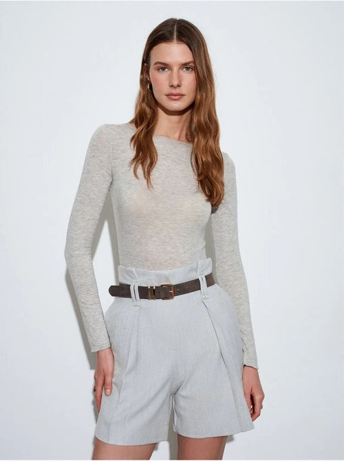 DILVIN Short Tailleur Taille Haute Avec Ceinture - Kiabi