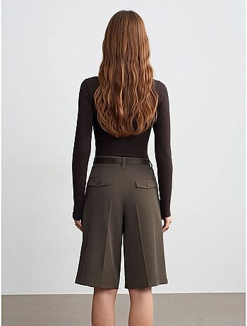 DILVIN Short Tailleur Tissé À Taille Haute Et Ceinture