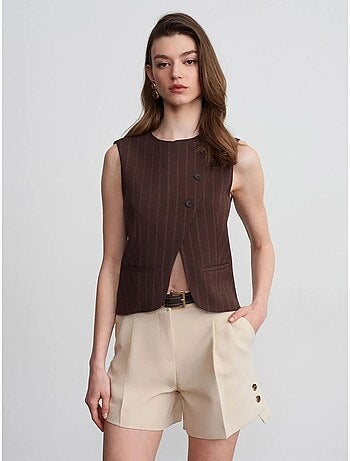 DILVIN Shorts Tailleur En Crêpe À Taille Haute Et Ceinture