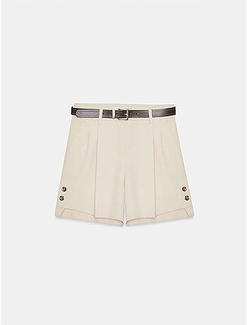 DILVIN Shorts Tailleur En Crêpe À Taille Haute Et Ceinture