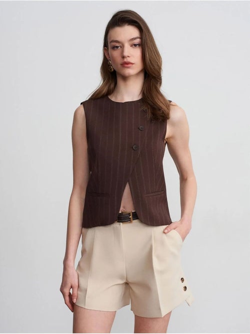 DILVIN Shorts Tailleur En Crêpe À Taille Haute Et Ceinture - Kiabi