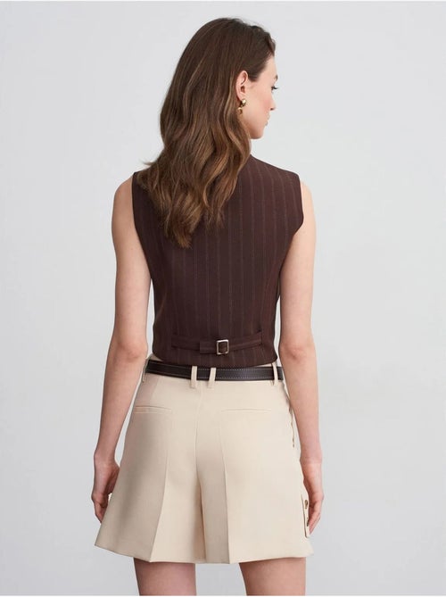 DILVIN Shorts Tailleur En Crêpe À Taille Haute Et Ceinture - Kiabi