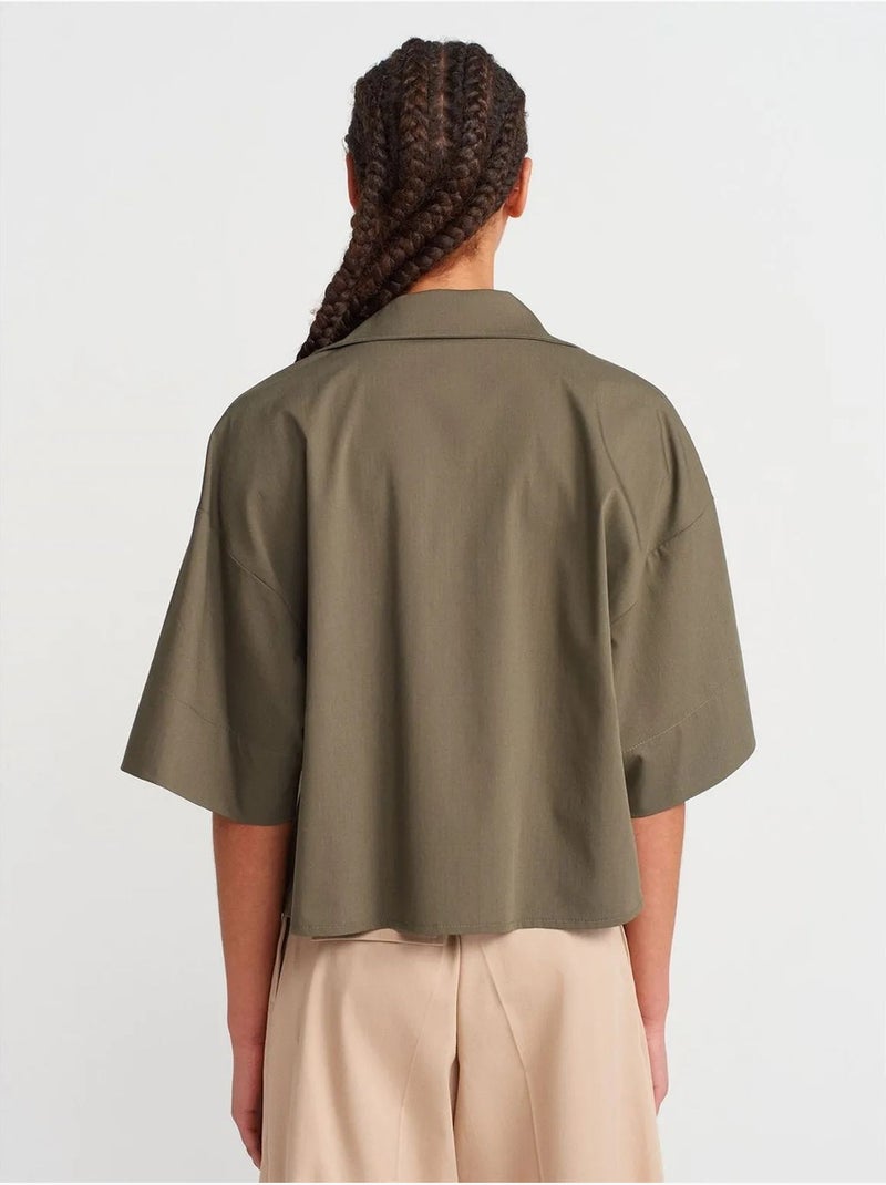 DILVIN Surchemise Courte Oversize En Crêpe Vert kaki - Kiabi