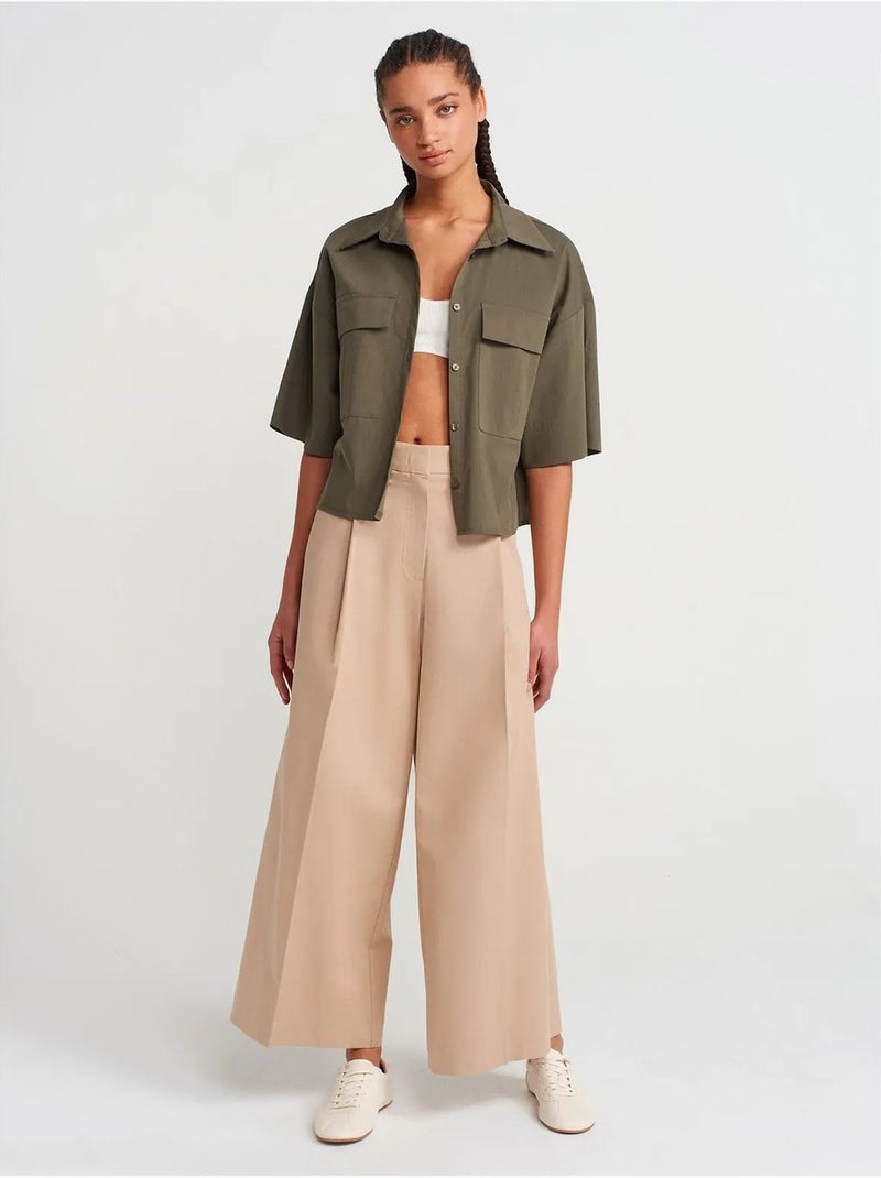 DILVIN Surchemise Courte Oversize En Crêpe Vert kaki - Kiabi