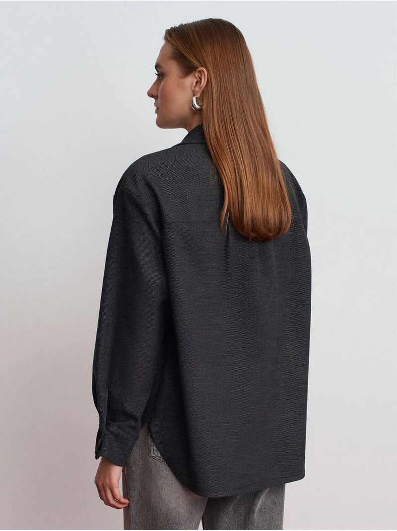 DILVIN Surchemise En Maille Oversize À Manches Longues Gris foncé - Kiabi