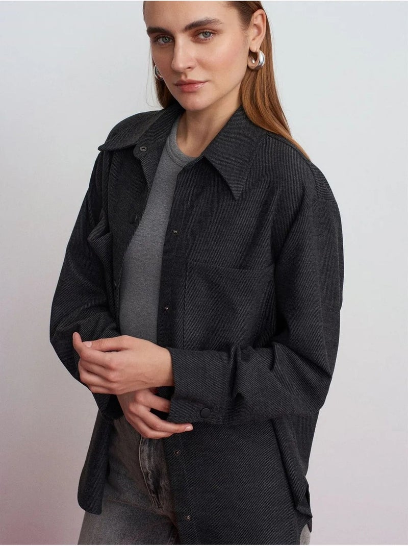 DILVIN Surchemise En Maille Oversize À Manches Longues Gris foncé - Kiabi