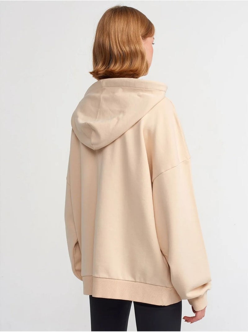 Dilvin sweat à capuche oversize en coton Beige argile - Kiabi
