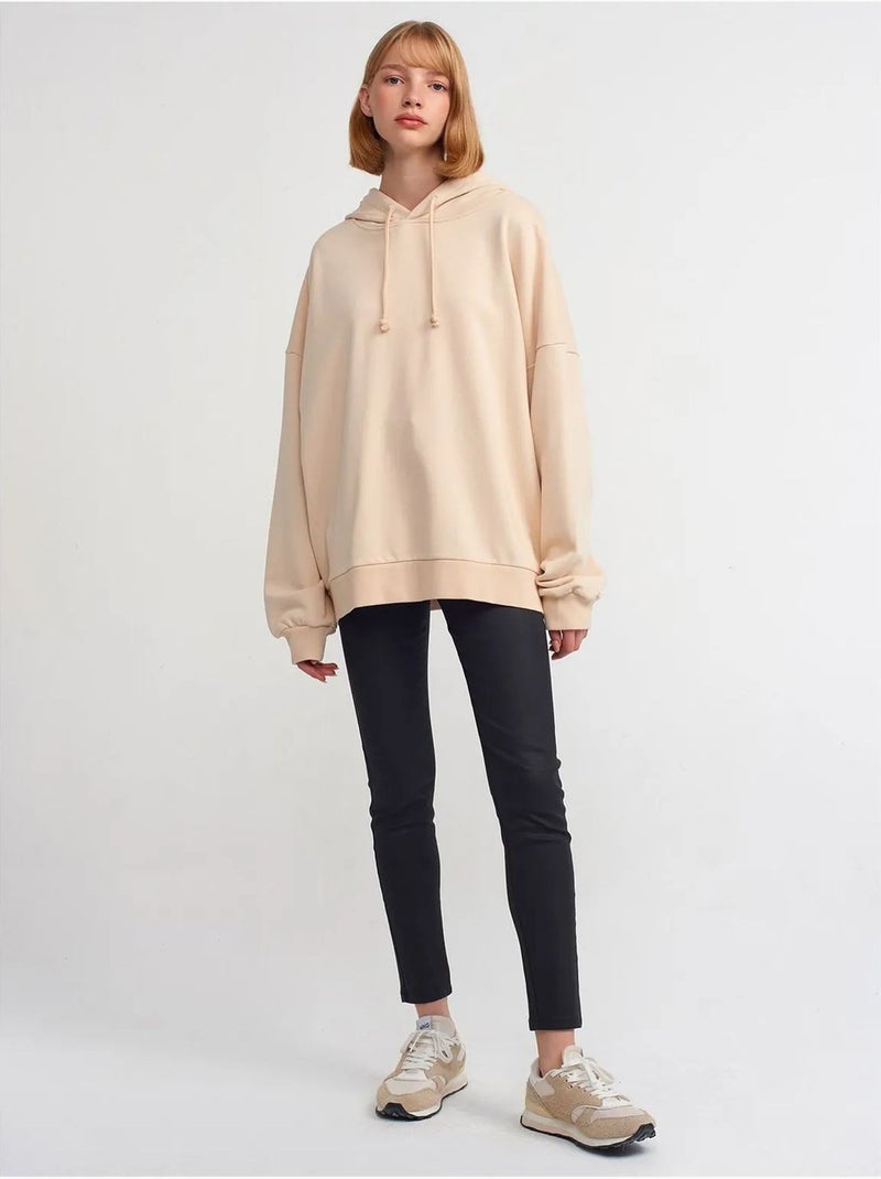 Dilvin sweat à capuche oversize en coton Beige argile - Kiabi
