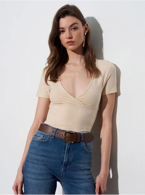 DILVIN T-shirt Ajusté À Col V Et Manches Courtes - Kiabi