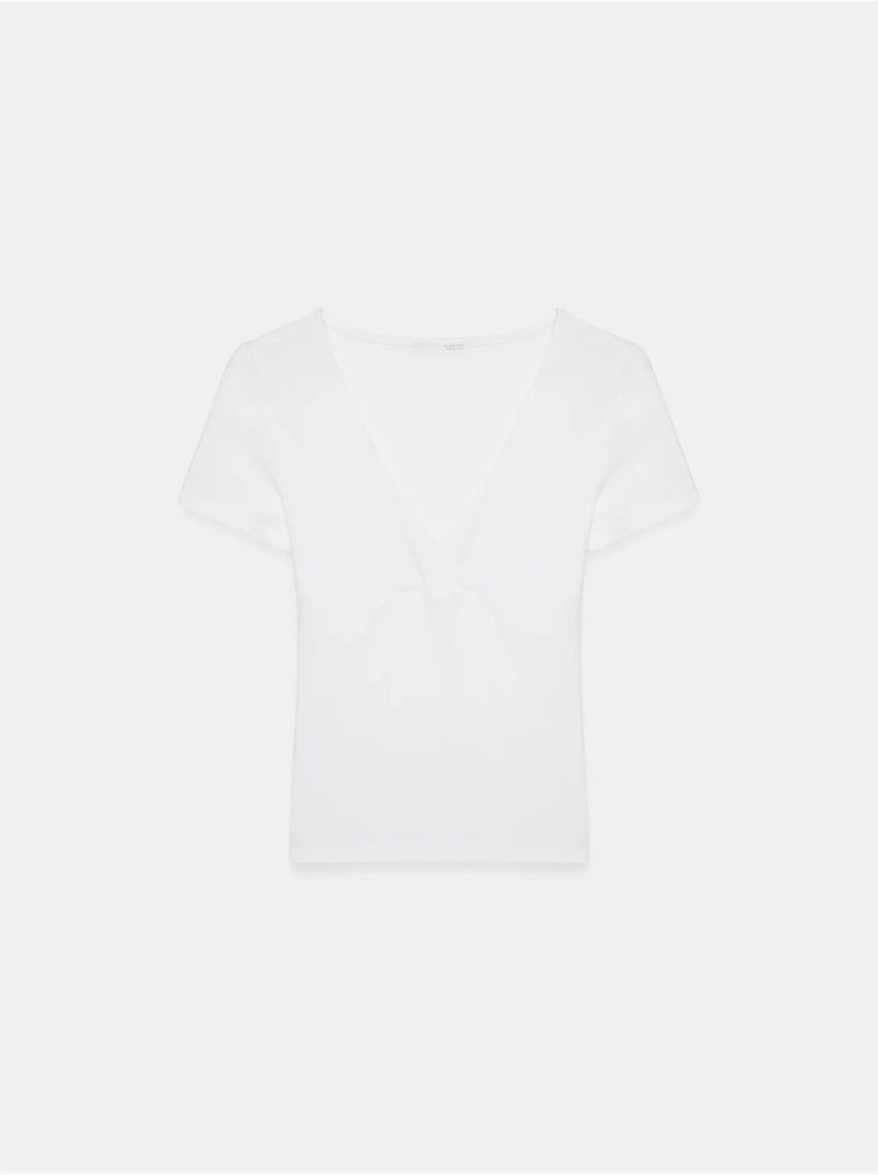 DILVIN T-shirt Ajusté À Col V Et Manches Courtes Blanc - Kiabi