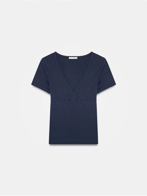DILVIN T-shirt Ajusté À Col V Et Manches Courtes - Kiabi
