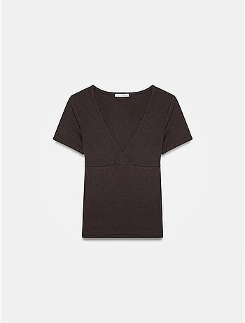 Dilvin t-shirt ajusté à col v et manches courtes