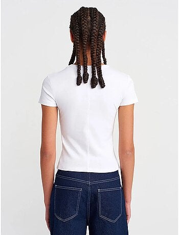 DILVIN T-shirt Ajusté En Coton À Col V