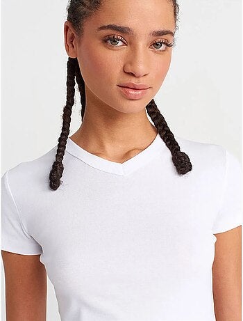 DILVIN T-shirt Ajusté En Coton À Col V