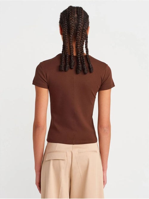 DILVIN T-shirt Ajusté En Coton À Col V - Kiabi