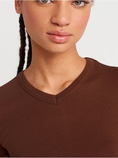 DILVIN T-shirt Ajusté En Coton À Col V - Kiabi