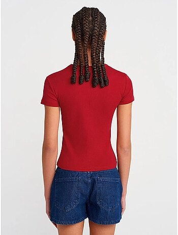 DILVIN T-shirt Ajusté En Coton À Col V